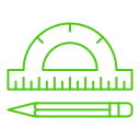 protactor and a pencil